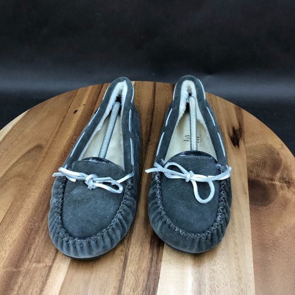 Cabela's Shoes Cabelas Gray Suede Faux Fur Lined Moccasins Slip On